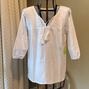 Embroidered Mexican Tunic, White